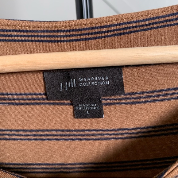 J. Jill Brown Striped 3/4 Sleeve Top Size Large - Picture 8 of 8